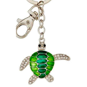Kubla Crafts Crystal Green Sea Turtle Key Chain/Fob - The Hawaii Store
