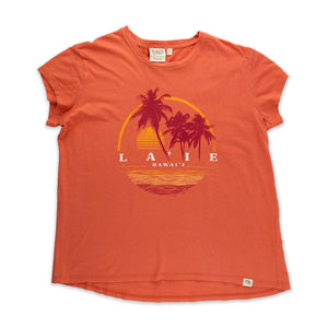 Pacific Creations "La'ie Mirage" Ladies Tee Shirt- Sunset Coral