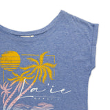 Pacific Creations "Palm La'ie Hawaii Blend" Ladies Tee Shirt- Ocean Marle