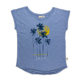 Pacific Creations "Water Palms" Ladies Tee Shirt- Ocean Marle