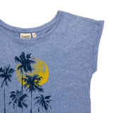 Pacific Creations "Water Palms" Ladies Tee Shirt- Ocean Marle