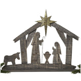 28-Inch Layered Wood Christmas Nativity with Donkey - The Hawaii Store