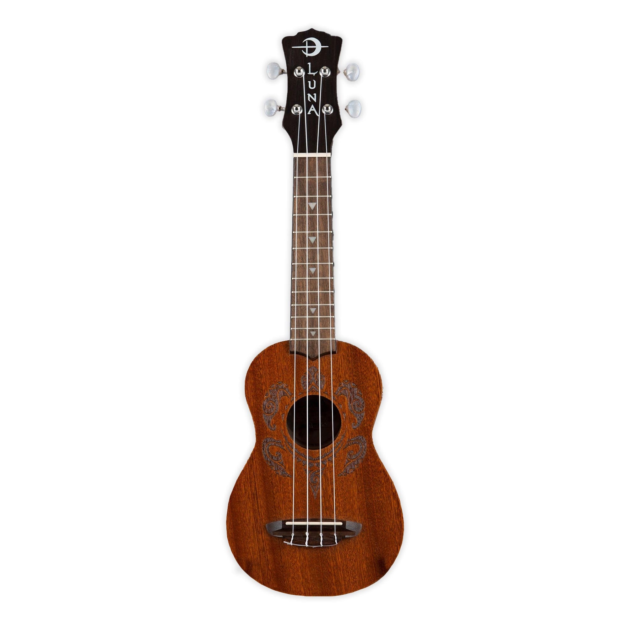 Luna Honu Tribal Turtle Mahogany Soprano Ukulele | The Hawaii Store