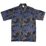 Mr. Hawaii Men's Cotton Hawaii Gold Aloha Shirt- Charcoal
