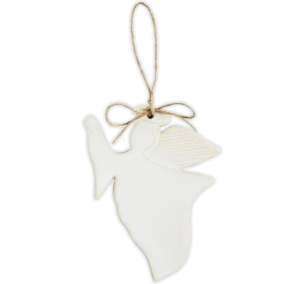 Mudpie White Glazed Stoneware Angel Ornament