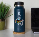 Summasea "Manta Ray" Vinyl Sticker by Summer Colmus on a Water Flask