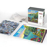 "Road to Hana" Jigsaw Puzzle by James Poai-  showing box contents