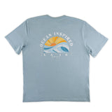 Pacific Creations "Horizon" Mens Tee Shirt showing large sun and wave graphic on the back.