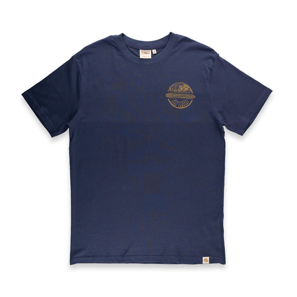Pacific Creations Mens Surf Badge Tee Shirt- Dark Blue