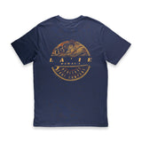 Back view of Pacific Creations Mens Surf Badge Tee Shirt- Dark Blue