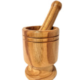 6" Footed Wood Mortar & Pestle, 2-Piece