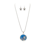 Rain Jewelry Blue Sea Opal Turtle Necklace with Earrings Set