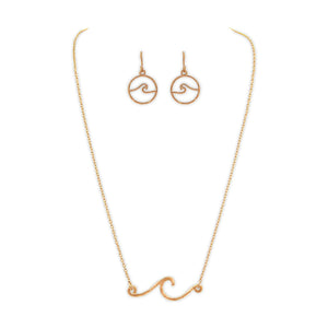 Rain Jewelry Gold Rip Curl Waves Necklace & Earrings Set - The Hawaii Store