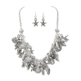 "Big Sea Life" Silver Charm Necklace and Earrings Set