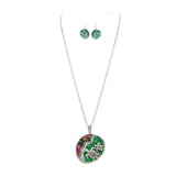 Silver Opal Shell Turtle Necklace and Earrings Set