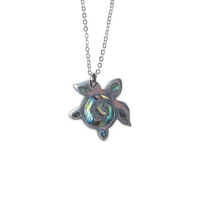 Clam Shell Necklace with Abalone Shell and White Crystals in Sterling – Ron  George Jewelers