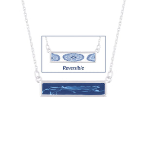 Jilzarah "Dutch Blue" Reversible Silver Bar Necklace