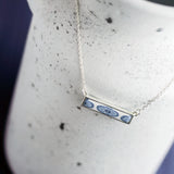 Jilzarah "Dutch Blue" Reversible Silver Bar Necklace