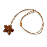 Koa Wood Hibiscus Flower Necklace with Adjustable Natural Cord.
