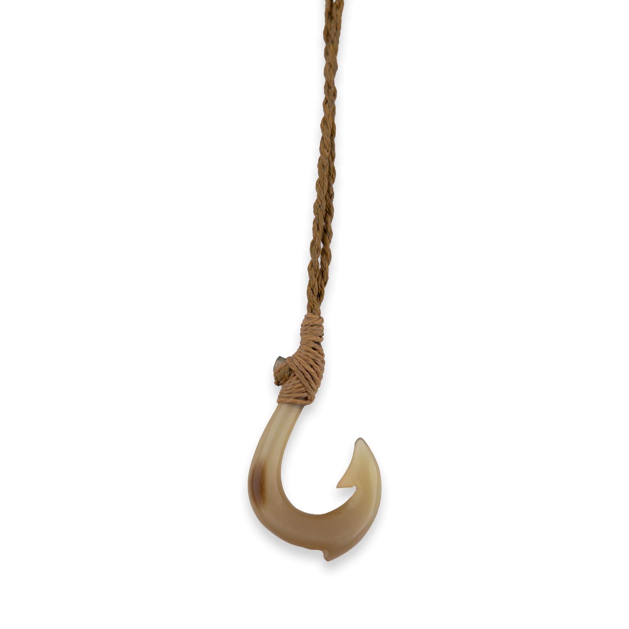 Hawaiian Fish Hook Necklace (Buffalo Bone) - Hand Carved, Maui Hook,  Polynesian