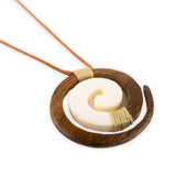 Mauna Ka "Koru" Wood & Bone Necklace- Brown