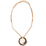 Mauna Ka "Koru" Wood & Bone Necklace- Brown