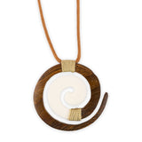 Mauna Ka "Koru" Wood & Bone Necklace- Brown