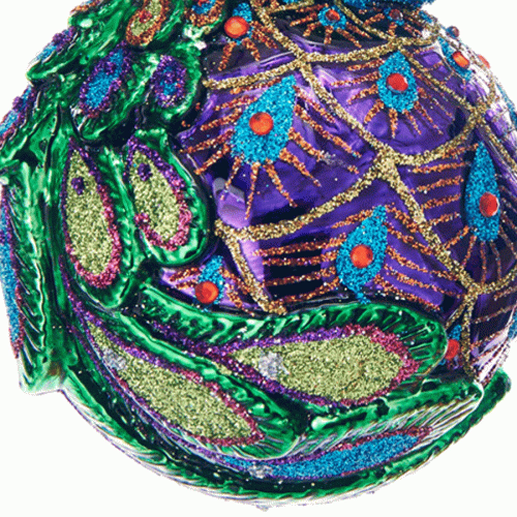 Kurt Adler 5 Noble Gems Glass Peacock Ornament
