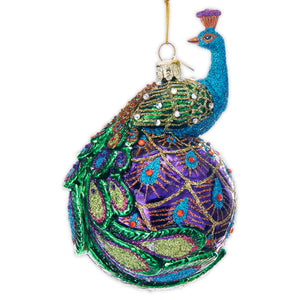 Noble Gems™ Glass Peacock Ball Christmas Ornament