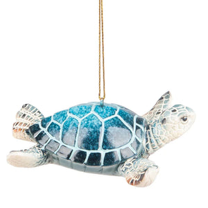  Hawaiian Sea Turtle Ornament- Blue