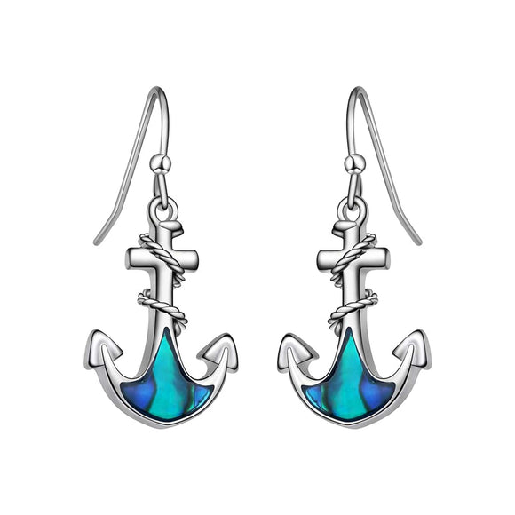 Lauren-Spencer Ocean Water Abalone Anchor Earrings