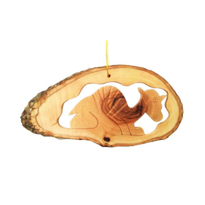 Olive Wood & Bark Camel Christmas Ornament - The Hawaii Store