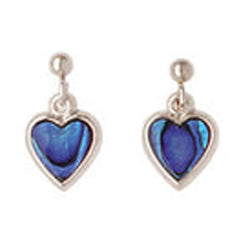 Ariki Paua Shell & Palladium Heart Dangle Earrings