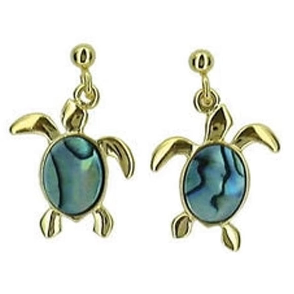 Small Ariki 22K Gold Paua Sea Turtle Earrings