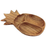 3-Compartment Pineapple-Shape Wood Serving Dish