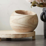 Natural Paulownia Wood Pedestal Tray with bowl (Not Included)