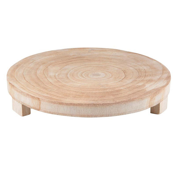 Natural Paulownia Wood Pedestal Tray- 15''