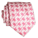 Pineapple Palaka "Pink Honu" (Sea Turtle) Modern Silk Necktie 