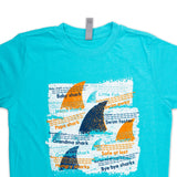 “Polynesian Cultural Center Sharkography” Blue Youth T-shirt - The Hawaii Store