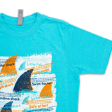“Polynesian Cultural Center Sharkography” Blue Youth T-shirt - The Hawaii Store