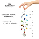 Woodstock Chimes "Rainbow Crystal Hearts  Spiral" Suncatcher  Size Guide