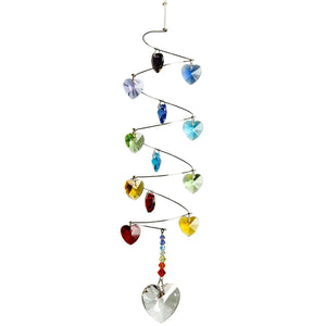 Woodstock Chimes "Rainbow Crystal Hearts  Spiral" Suncatcher