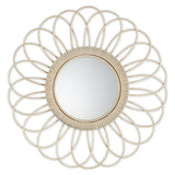 Sunburst Mirror with Circular Rattan Border