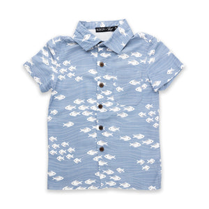 Reign + Skye Boy's "Ocean Blue" Aloha Shirt