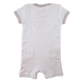 Earth Nymph Baby Boy "Sharky" Blue/White Striped Romper - Back View