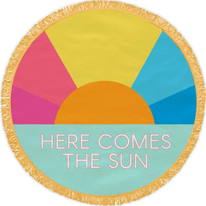 "Here Comes Sun" 5-Foot Round Beach Towel