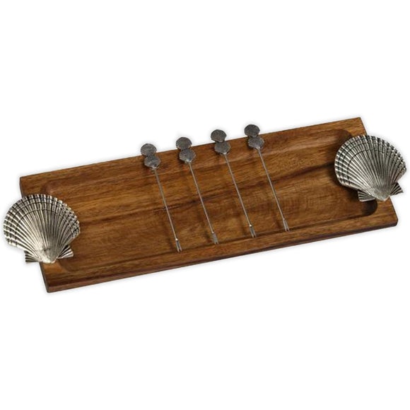 Oak and Olive Foodie Bites Scallop Shell Tray Set, 5-Piece