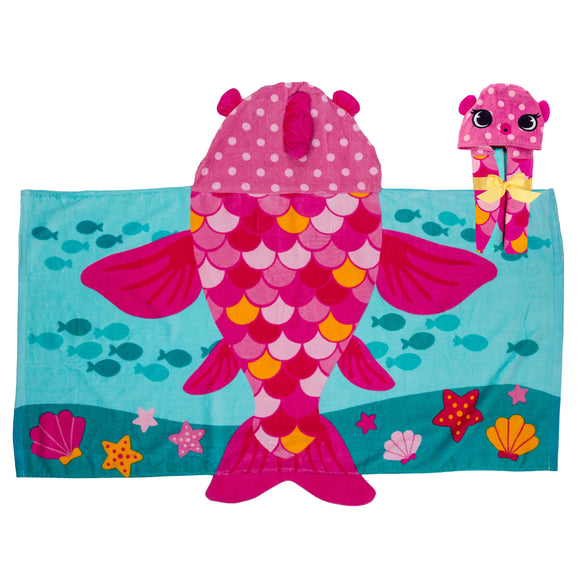 Stephen Joseph Hooded Cotton Velour Fish Towel