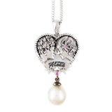 Sterling Silver White Pearl "Love and Friendship" Pendant with 18-Inch Chain