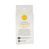 Dani Naturals "Sandalwood Vanilla" Lotion & Lip Balm Gift Set Package Back Panel